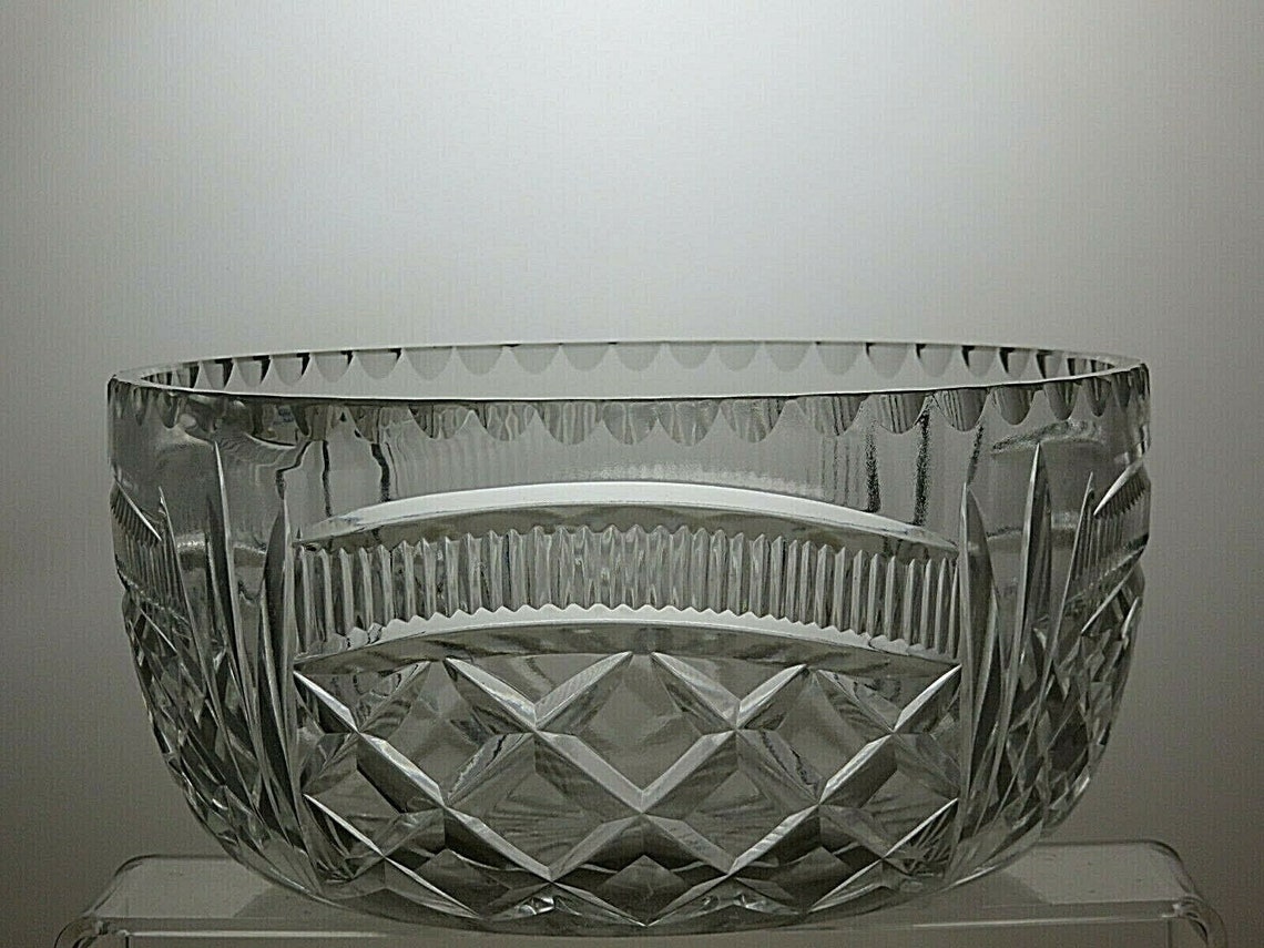 Heavy Vintage Lead Crystal Cut Glass Trifle Fruit bowl Etsy