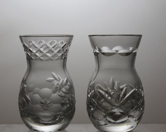 Vintage Lead Crystal Cut Glass Set of 2 Vases 5"- 25A