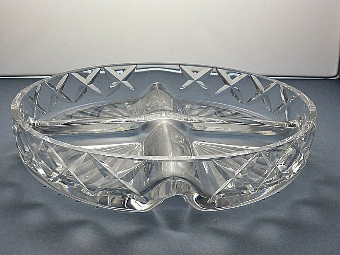 Vintage Divided Relish Dish Cut Glass Crystal Tray 2 Etsy