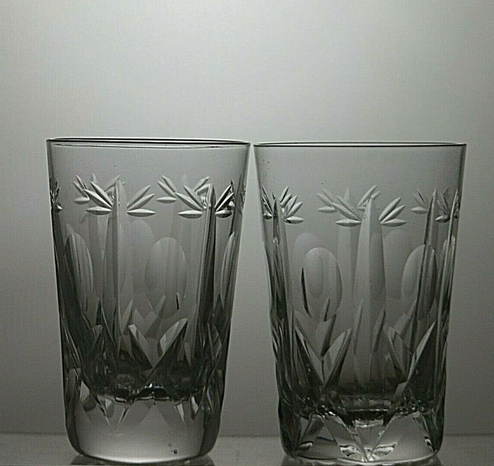 Vintage Brier Lead Crystal Cut Glass Set Of 2 Tumblers 3 Etsy