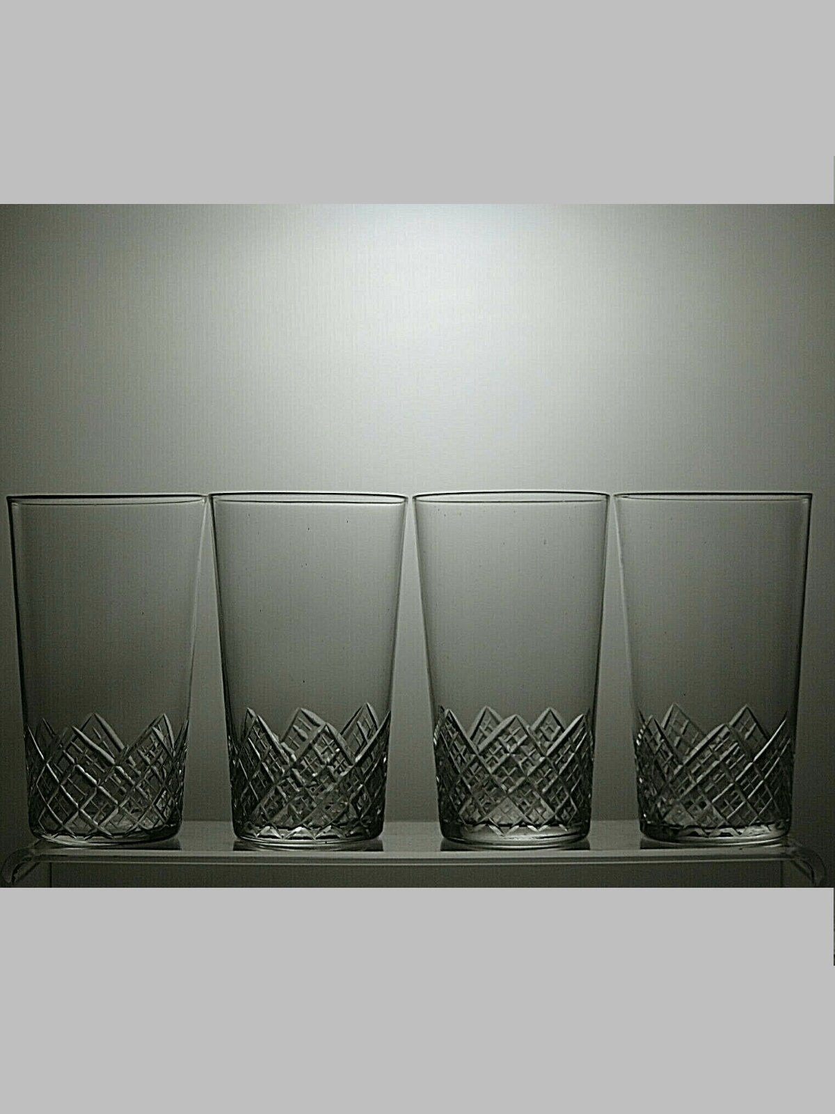 Vintage Lead Crystal Cut Glass Paper Weight Set of 4 Tumblers 3 1/2 33A