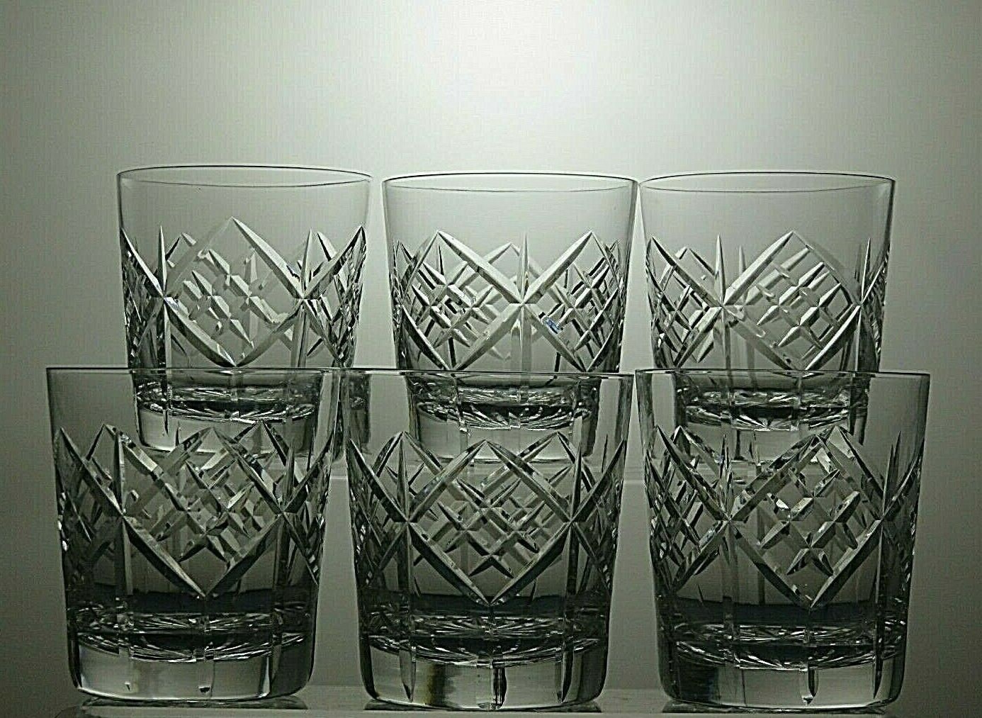 Tudor Crystal Cut Glass Whisky Set Of 6 Drinking Tumblers 3 Etsy