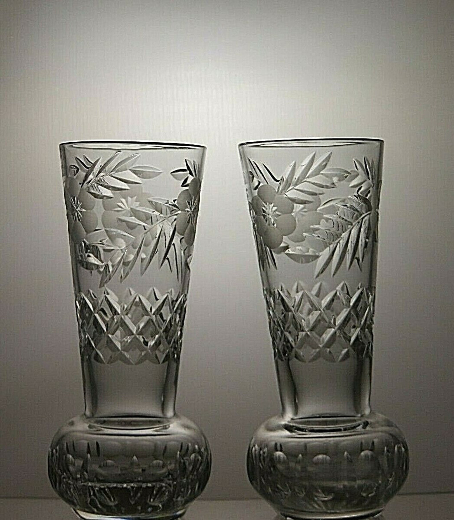 Lovely Cut Glass Tutbury Crystal Set of 2 Small Vases 5 Etsy