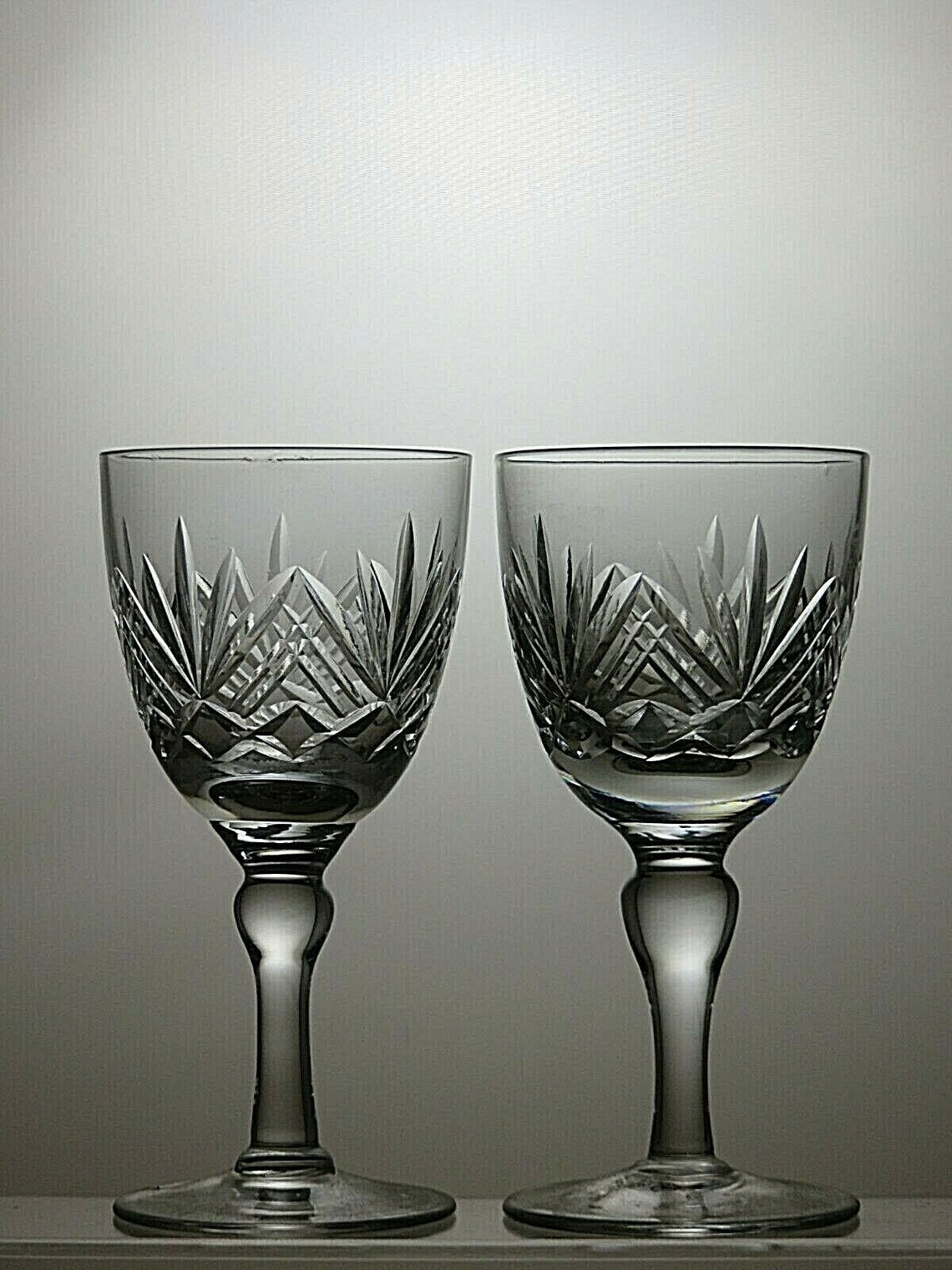 Thomas b Crystal Cut Glass Set Of 2 Wine Glasses 5 Etsy