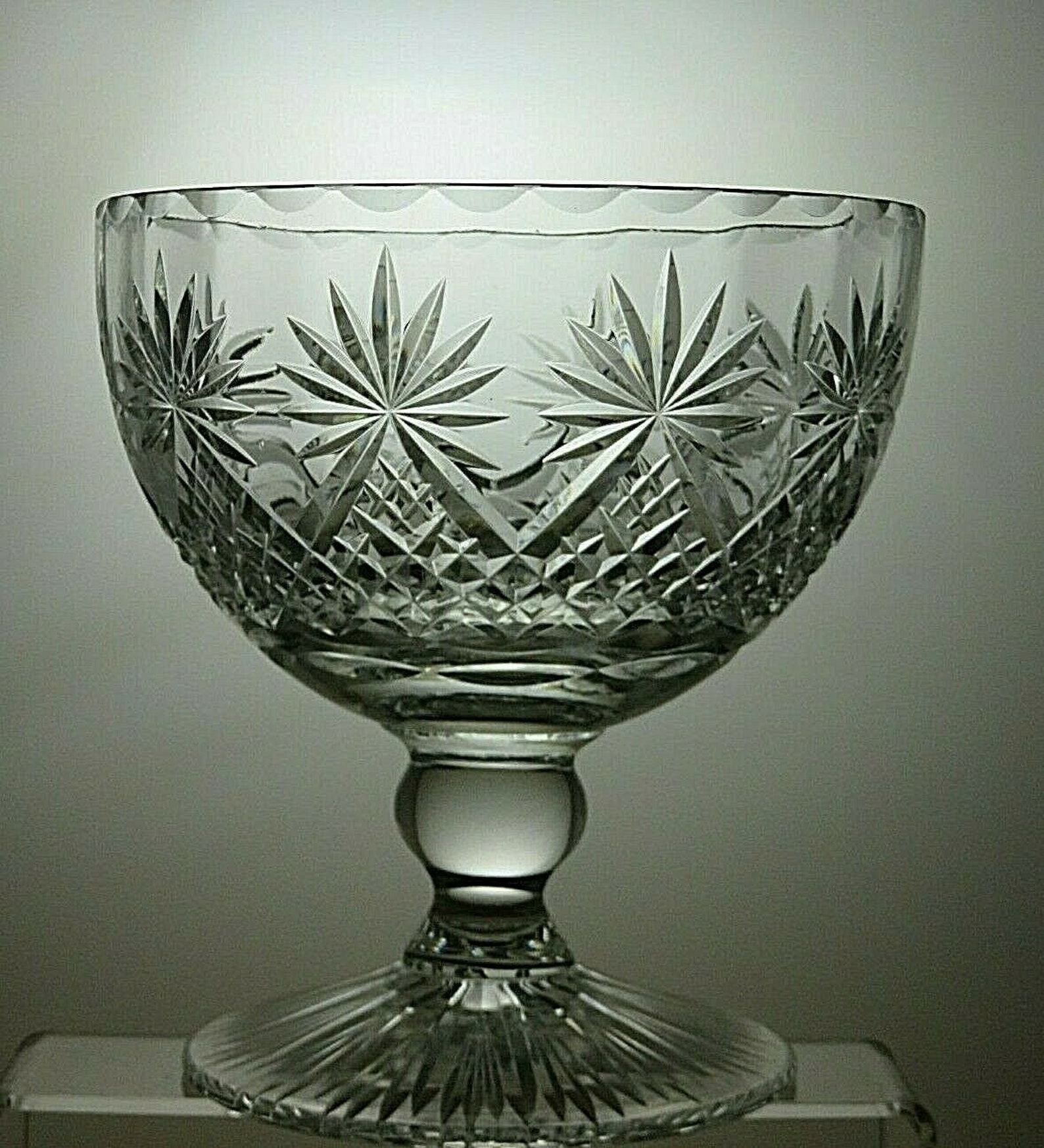 Stuart Crystal Cut Footed Punch Pedestal Bowl Centrepiece 8 Etsy