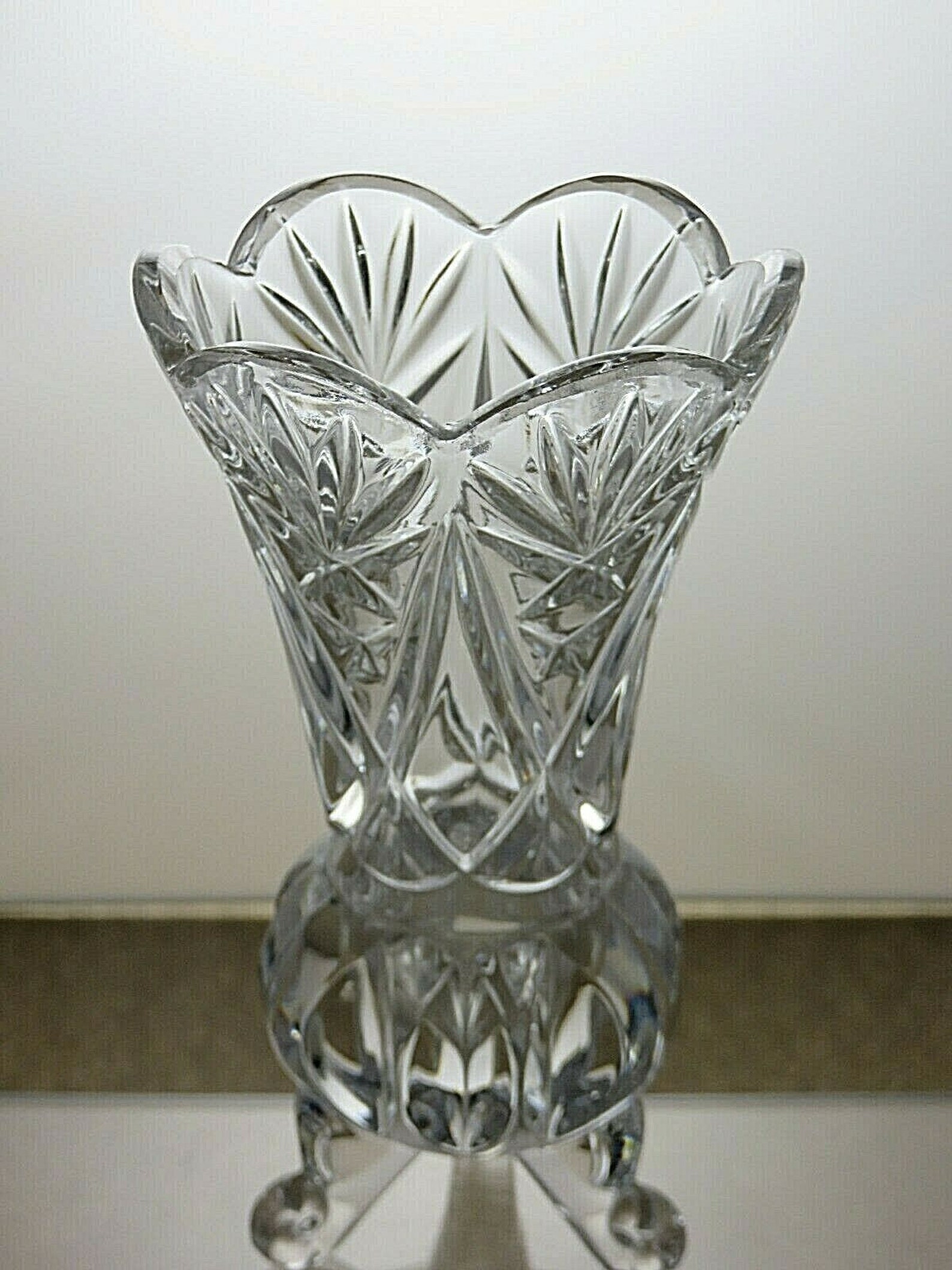 Lovely Lead Crystal Cut Glass Footed Vase 6 7/8 81A Etsy