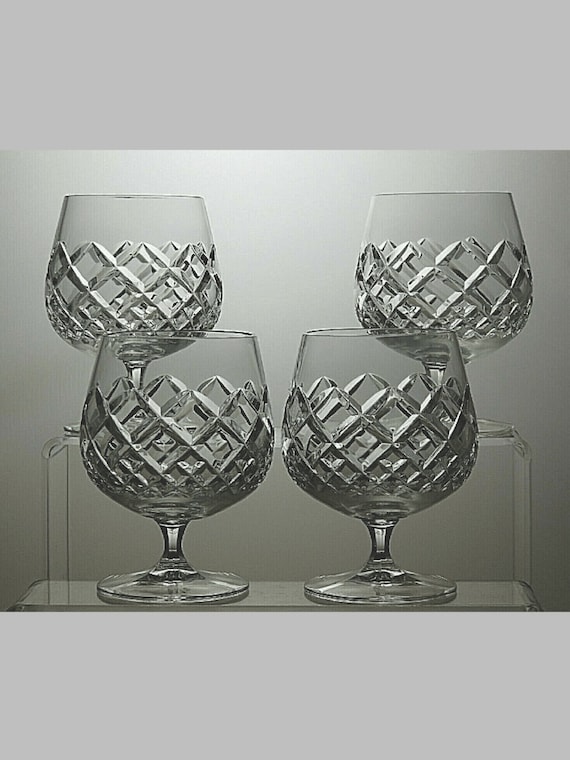 Lead Crystal Cut Glass Set of 4 Brandy Balloon Glasses 4 1/4 12C