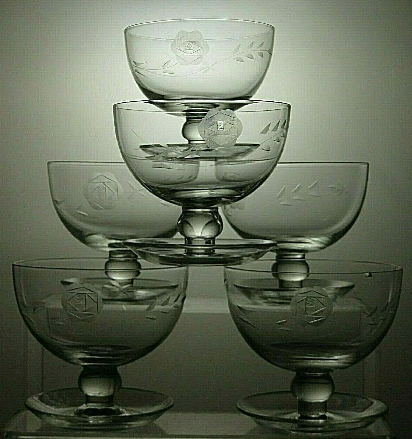 Vintage Lovely Etched Crystal Dessert Footed Bowl Ice Cream Dish Serving Bowl 3 1/3 32A Etsy