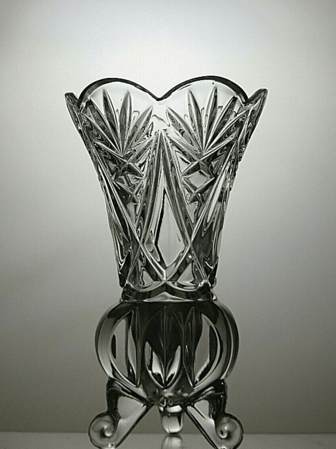 Lovely Lead Crystal Cut Glass Footed Vase 6 7/8 81A Etsy