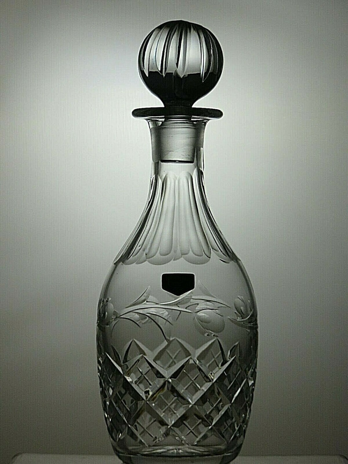 Wordsley Lead Crystal Cut Glass Round Decanter 11 1/2 Etsy