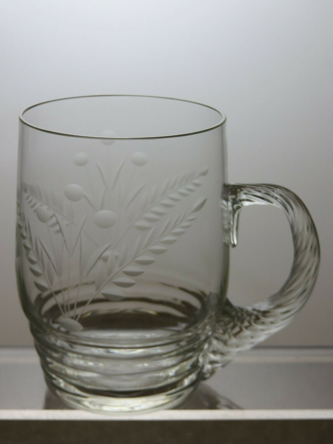 Lead Crystal Cut Glass Flower Etched Beer Mug Tankard 4 Etsy