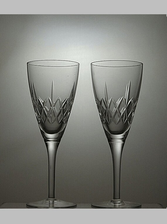 Lead Crystal Cut Glass Set of 2 Wine Glasses 7 1/2 34D Etsy