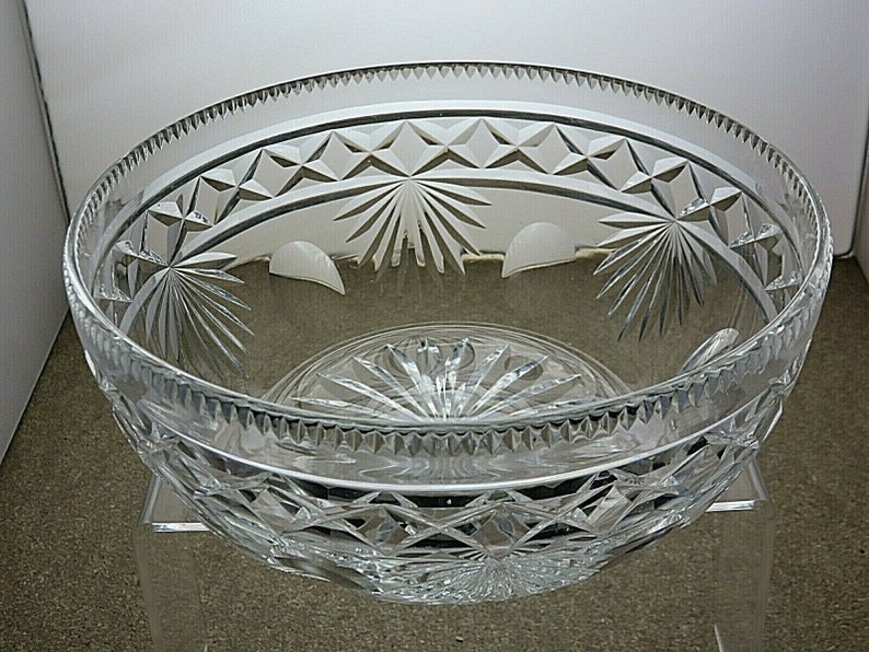 Vintage Lead Crystal Cut Glass Fruit Salad Trifle Serving Bowl Etsy