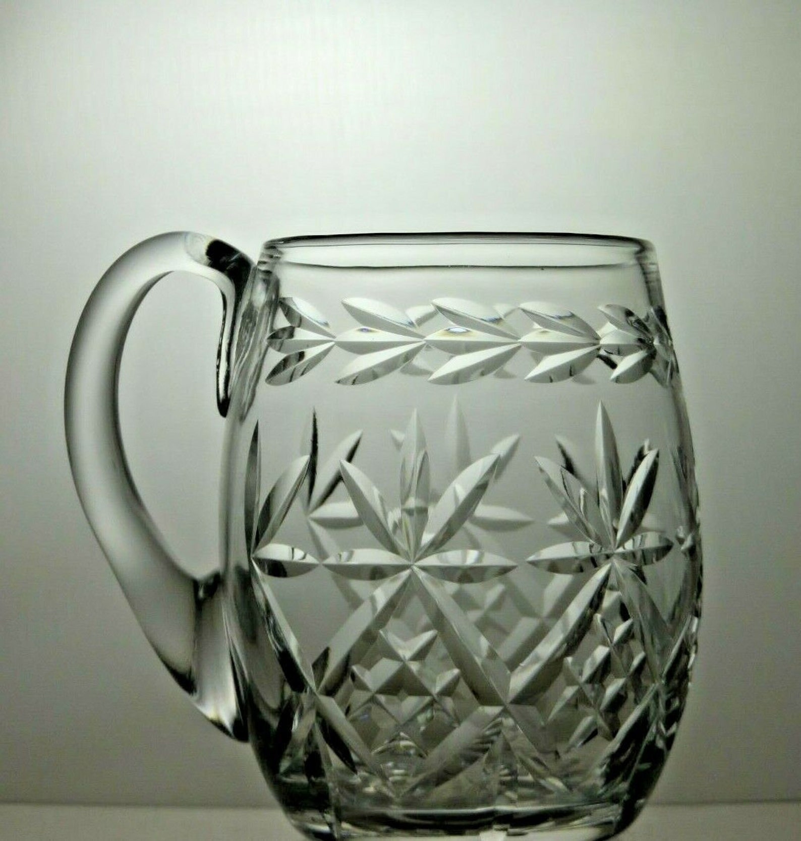 Vintage Lead Crystal Cut Glass Beer Mug Tankard 4 3/4 Etsy