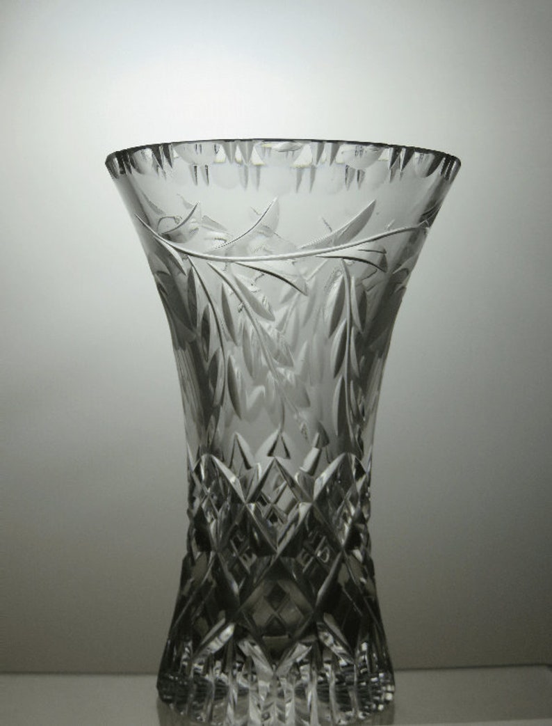 Large Brierley Hill Lead Crystal Cut Glass Vase 7 1/8 Etsy