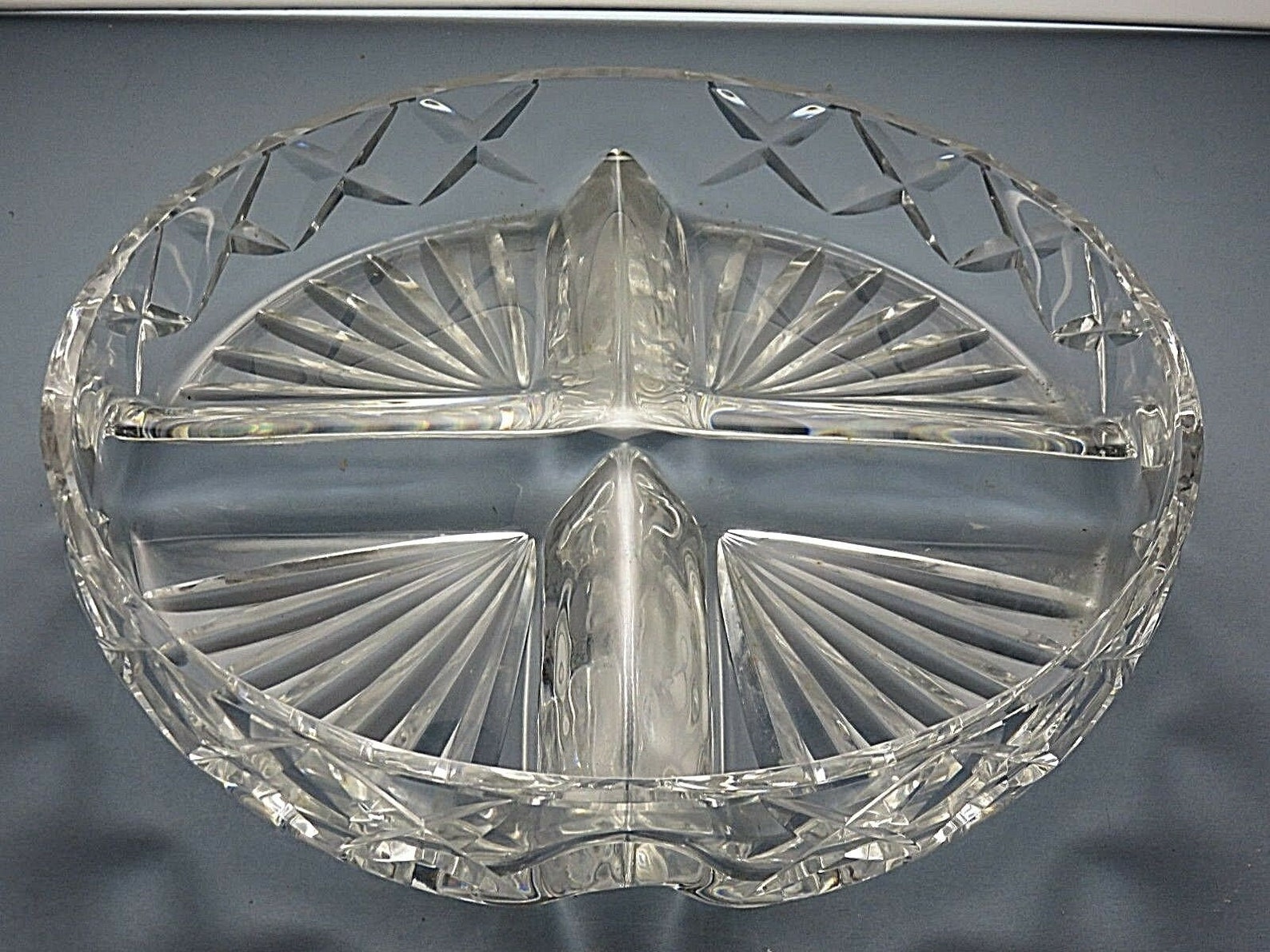 Vintage Divided Relish Dish Cut Glass Crystal Tray 2 Etsy