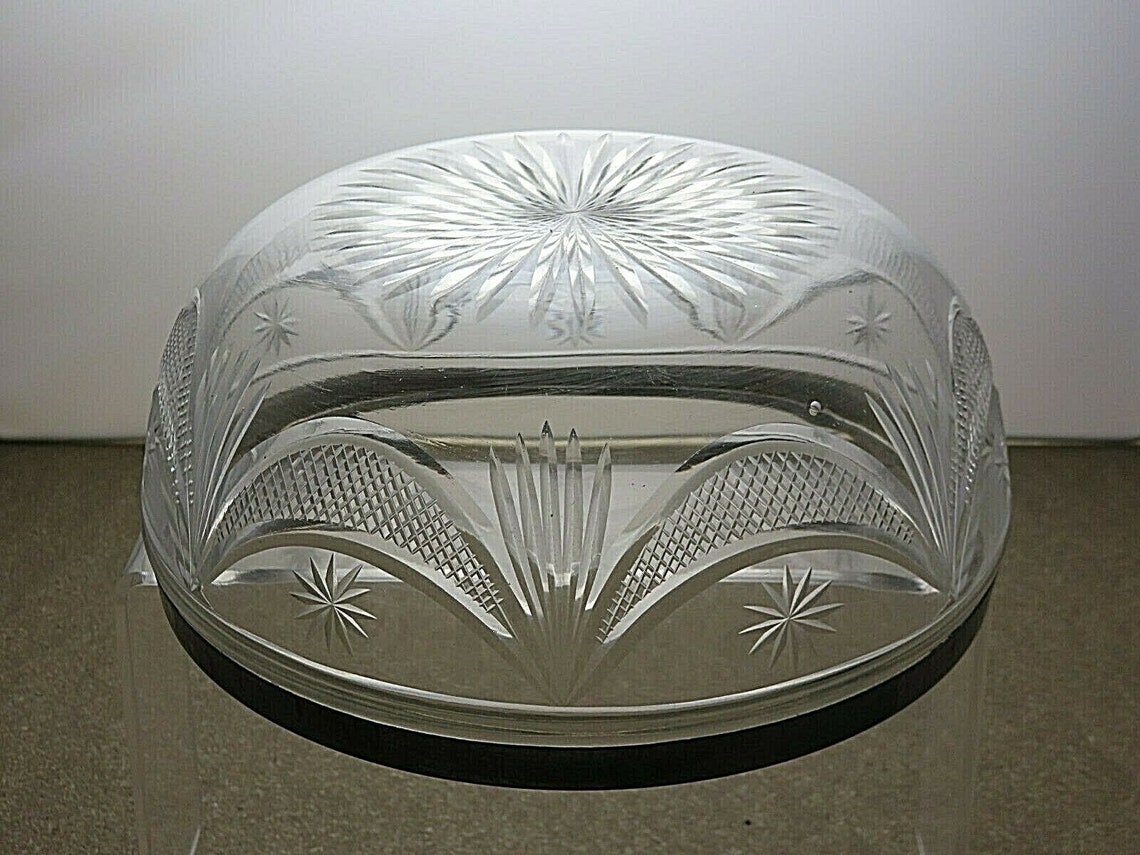 Vintage Crystal Cut Glass Fruit Salad Bowl With Silver Plated Rim 3 3/4