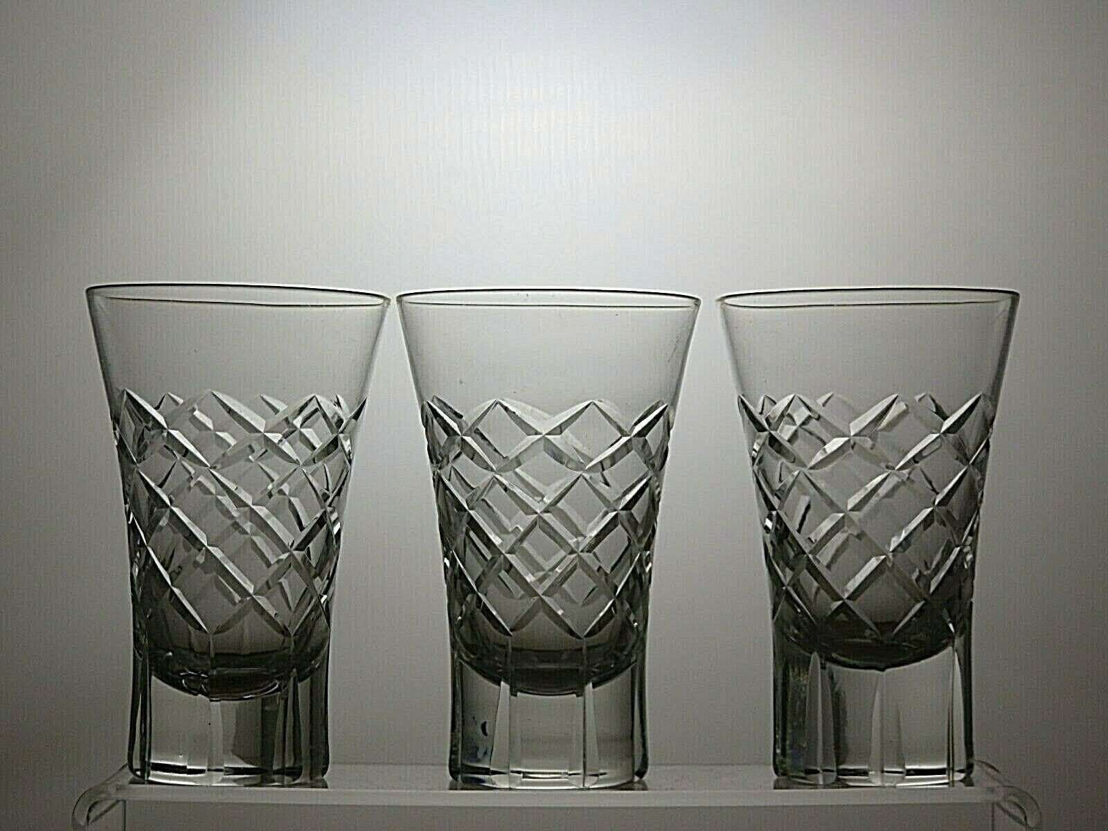 Vintage Lead Crystal Cut Glass Set Of 3 Tumblers 4 1/2 Etsy