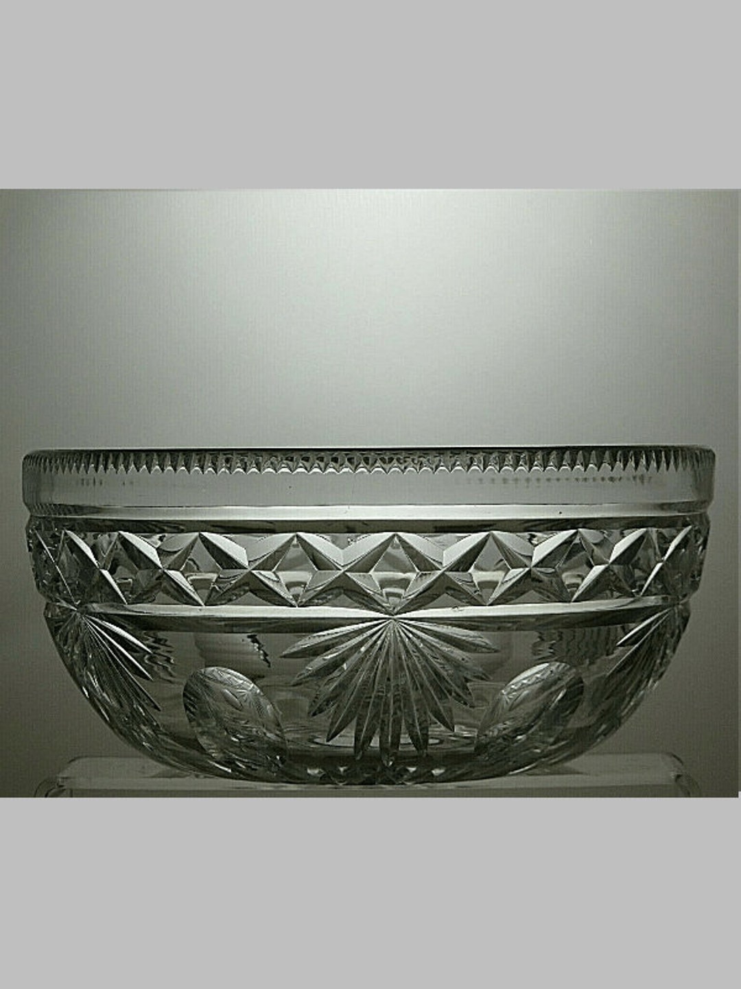 Vintage Lead Crystal Cut Glass Fruit Salad Trifle Serving Bowl Etsy