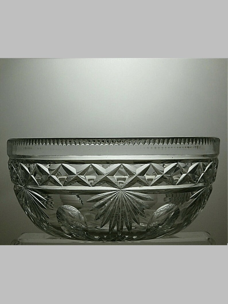 Vintage Lead Crystal Cut Glass Fruit Salad Trifle Serving Bowl Etsy