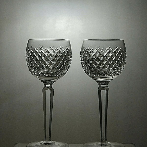 Waterford Crystal Alana Cut Glass Set Of 2 Wine Hock Glasses 7 1/4" - 42A