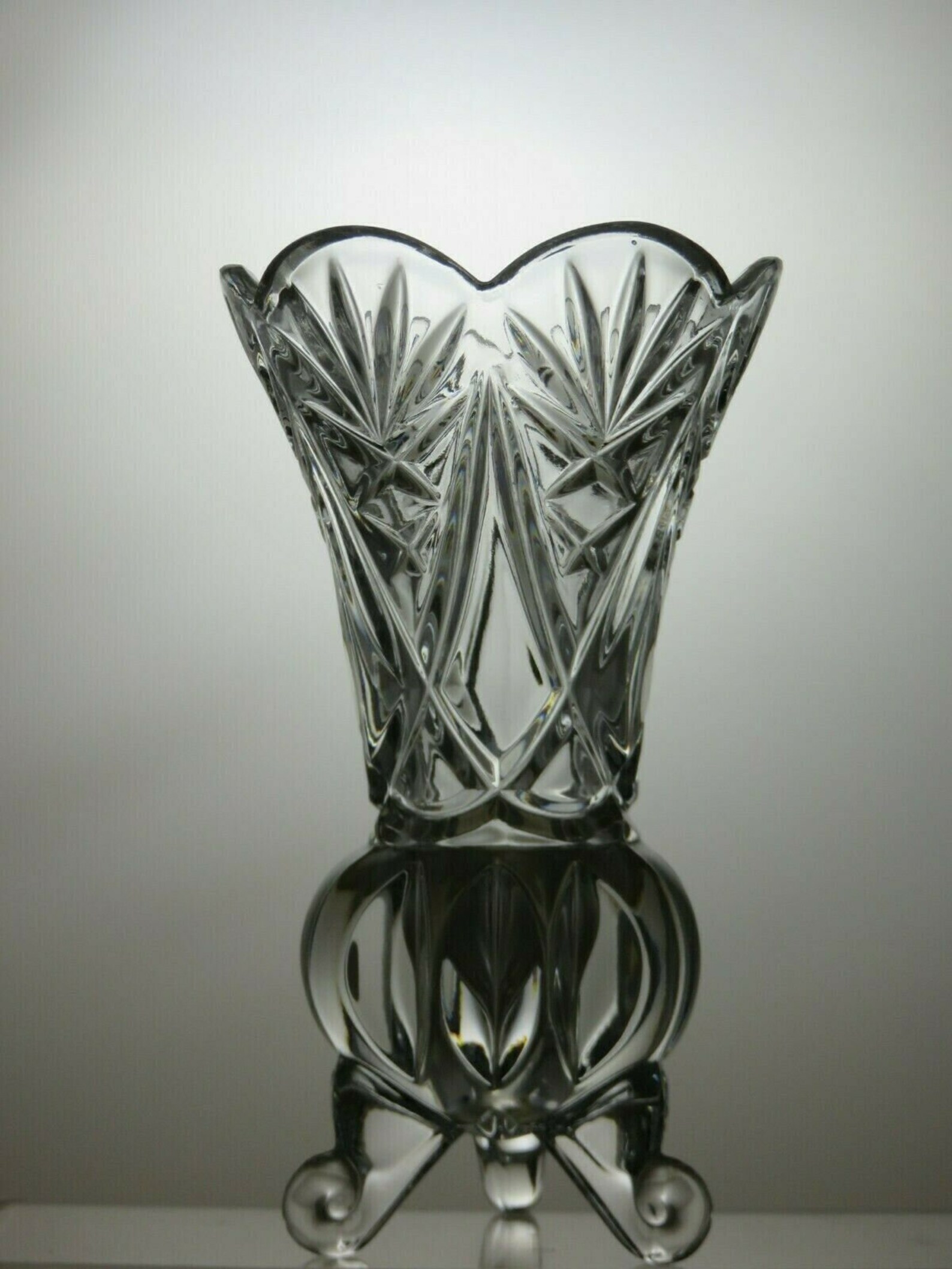 Lovely Lead Crystal Cut Glass Footed Vase 6 7/8 81A Etsy