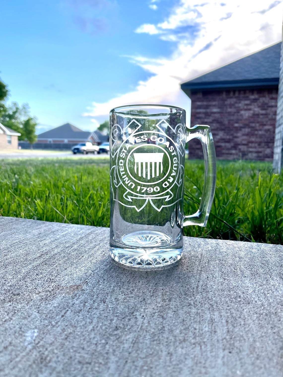 26.5 oz Etched Glass Mug Beer Mug Etsy