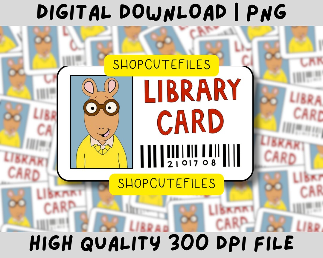 Arthur Library Card PNG Digital Download Book Lover PNG Etsy Australia