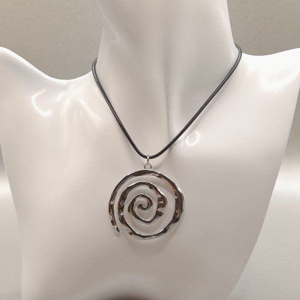 Spiral Pendant,Stainless Steel,Cord Necklace