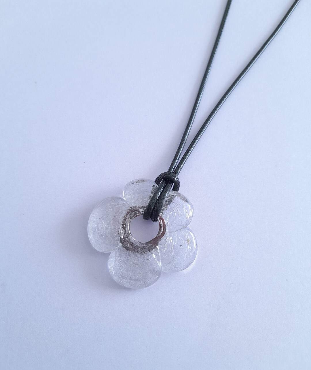 Glass Flower Pendant Necklace Etsy