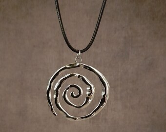 Spiral Pendant,Stainless Steel,Cord Necklace