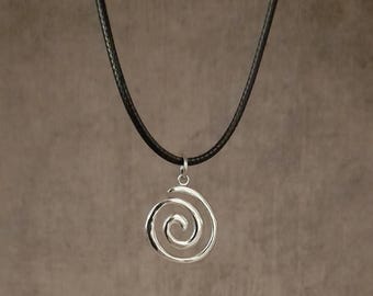 Collier Pendentif Spirale En Argent Massif 925 Avec Cristal Zircon - Certificat D'authenticité