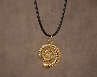 Gold Shell Pendant Cord Necklace