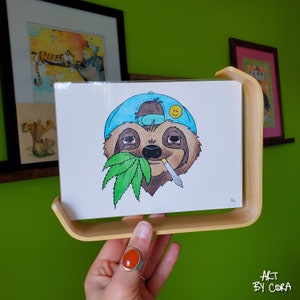 Joli imprimé paresseux stoner avec support carte postale