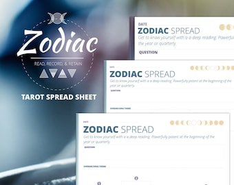 Zodiac Digital Daily Reading Tarot Spread Sheet Journal Workbook to Manifest PDF (GOODNOTES/Noteability/Noteshelf)