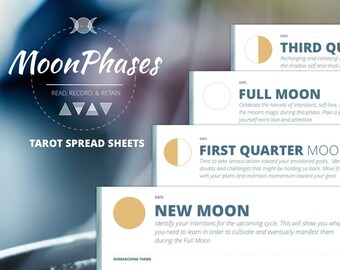 Moon Phases Digital Tarot Spread Sheet Journal Workbook to Manifest PDF (GOODNOTES/Noteability/Noteshelf/PRINT)