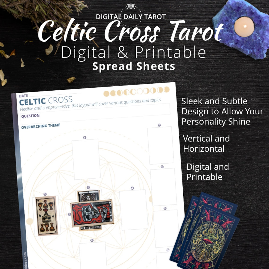 Celtic Cross Digital Tarot Spread Sheet Journal Workbook to - Etsy UK