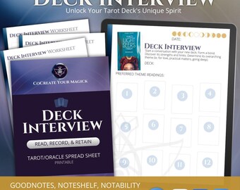 Neues Deck-Interview Digitale Tarot-Spread Sheet Journal Arbeitsmappe zum Manifestieren PDF (GOODNOTES/Noteability/Noteshelf/PRINT)