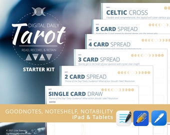BUNDLE Digital Reading Tarot Spread Sheet Journal Workbook to Manifest PDF (Goodnotes/Noteability/Noteshelf/PRINT)