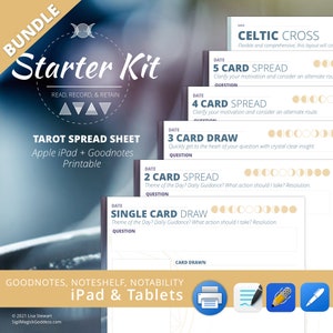 Starterkit Digitaal dagelijks lezen Tarot Journal Afdrukbare werkmap om PDF te manifesteren (Goodnotes/Noteability/Noteshelf/PRINT)