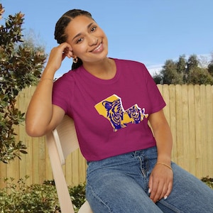 Louisiana Tiger Football Unisex T-Shirt, Raglan Tee, Vintage Sports Shirt, LSU Fan Gift, Football Mom Apparel