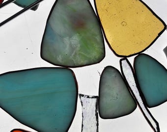 Glass Mosaic pieces for Crafts Bulk, Broken Glass Mosaic, Irregular Mosaic Glass Pieces for Garden Crafts Kits, Scrap, Stained Glass Sheets