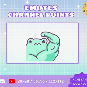 Strong Frog Twitch Emote | Cute Kawaii Flexing Frog | Streamer Custom Emote for Twitch & Discord