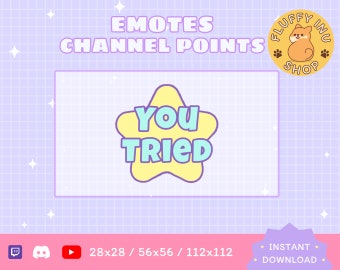 Twitch You Tried Emote / You Tried / Pastel / Kawaii / Cute / Streamer / Streamer Graphics
