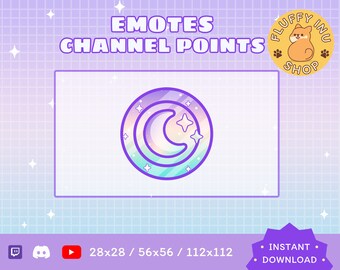 Twitch Moon Coin Channel Point / Twitch Emote / Kawaii / Streamer / Star / Sparkle / Sky / Streamer Graphics / Pastel