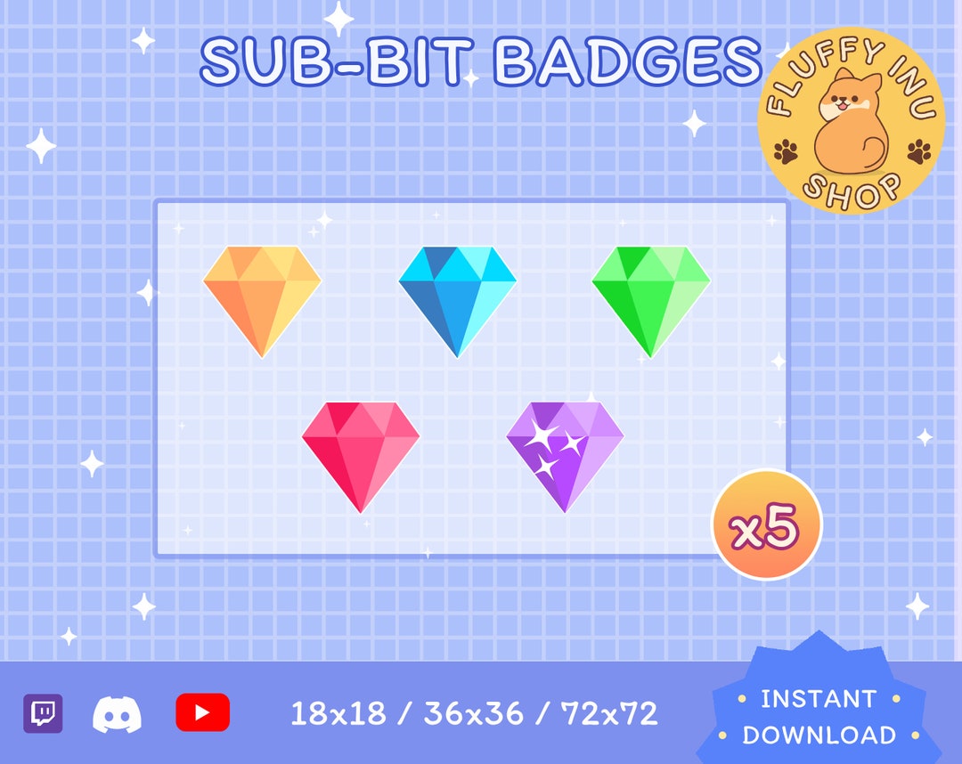 Twitch Sub / Bit Badges / Diamond / Kawaii / Streamer / Aesthetic ...