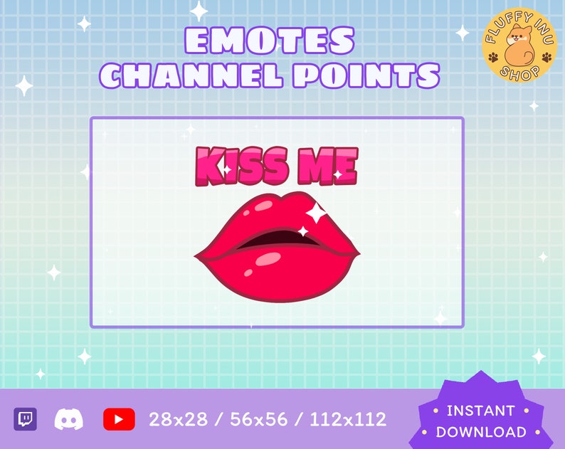 Kiss Me Twitch Emote / Kawaii / Streamer / Streamer Graphics Etsy