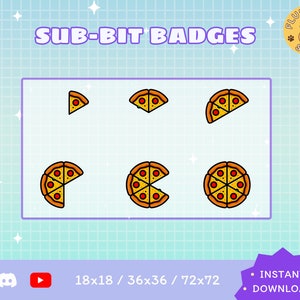 6x Twitch Sub Badges / Pizza Badges / Kawaii / Streamer / Aesthetic / Cute