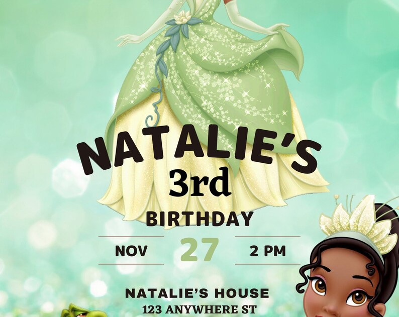 Princess and the Frog Invitation Tiana personalized digital file birthday invite evite