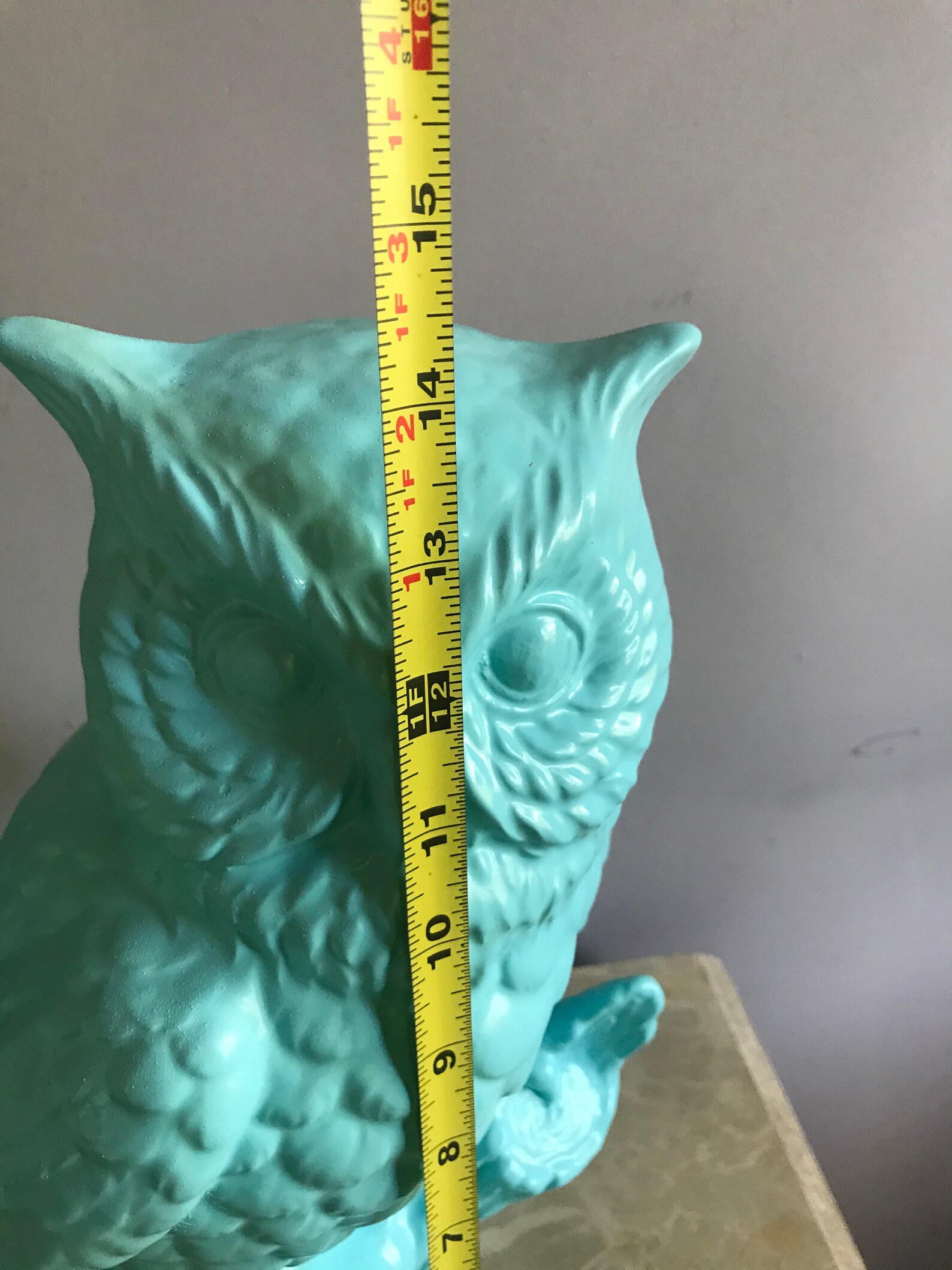 Large Blue Ceramic Owl Etsy